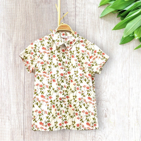 Patch Women Short Sleeve Floral Print Casual Fashion Shirt