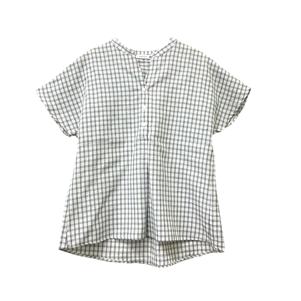 Patch Women Casual Short Sleeve Checked Shirt