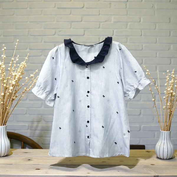 Patch Women Casual Short Sleeve Blouse
