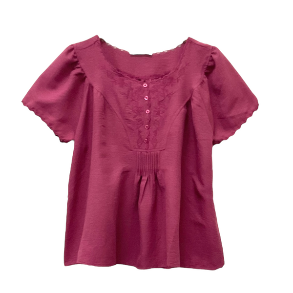Patch Women Casual Short Sleeve Round Neck Blouse