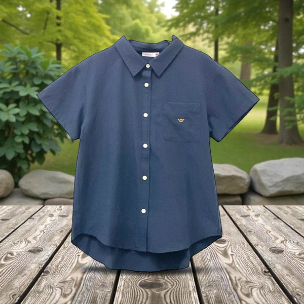 Patch Women Casual Short Sleeve Collar Blouse