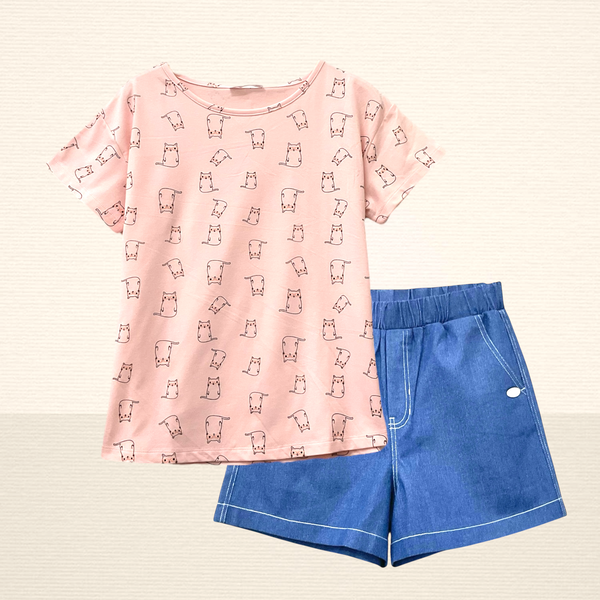 Patch Women Cotton Short Sleeve Printed T-Shirt
