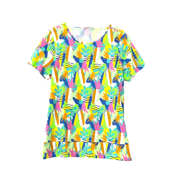 Patch Women Lycra Floral Printed Short Sleeve Round Neck Top