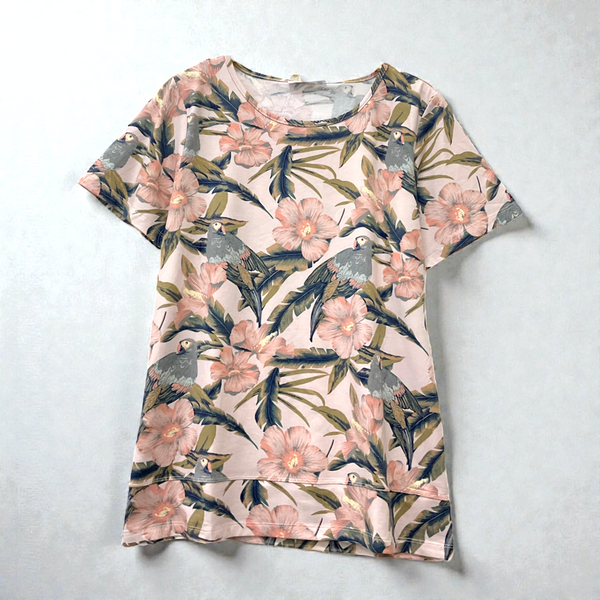 Patch Women Lycra Floral Printed Short Sleeve Round Neck Top