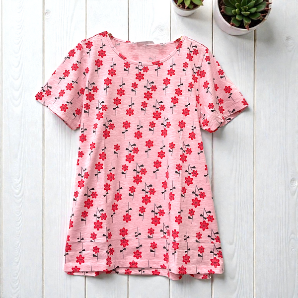 Patch Women Lycra Floral Printed Short Sleeve Round Neck Top