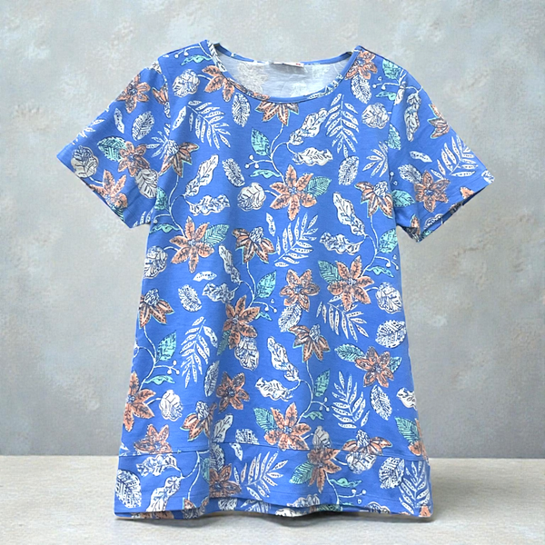 Patch Women Lycra Floral Printed Short Sleeve Round Neck Top