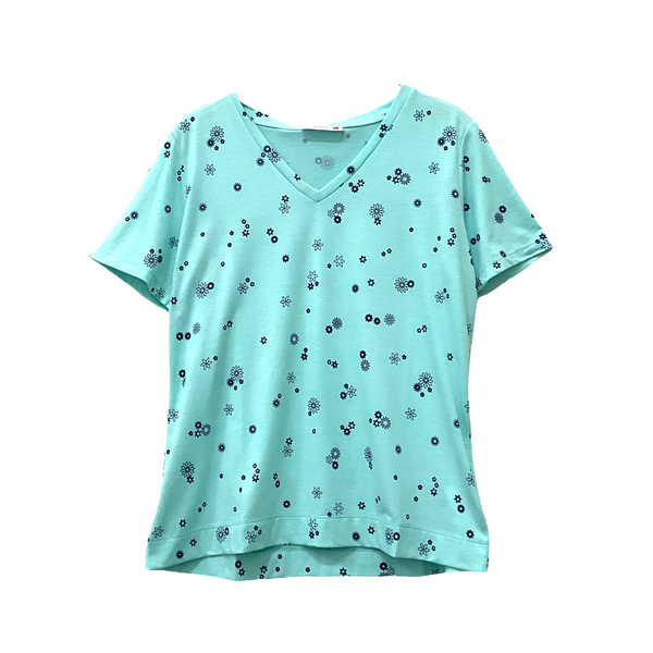 Patch Women Clothes Casual Short Sleeve V Neck T-Shirt