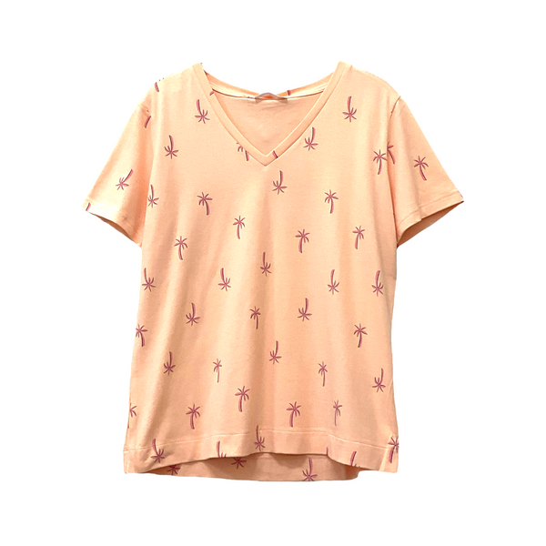 Patch Women Clothes Casual Short Sleeve V Neck T-Shirt