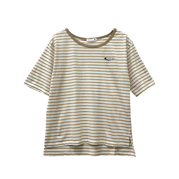 Patch Women Clothes Casual Short Sleeve T-Shirt Striped