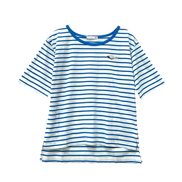 Patch Women Clothes Casual Short Sleeve T-Shirt Striped