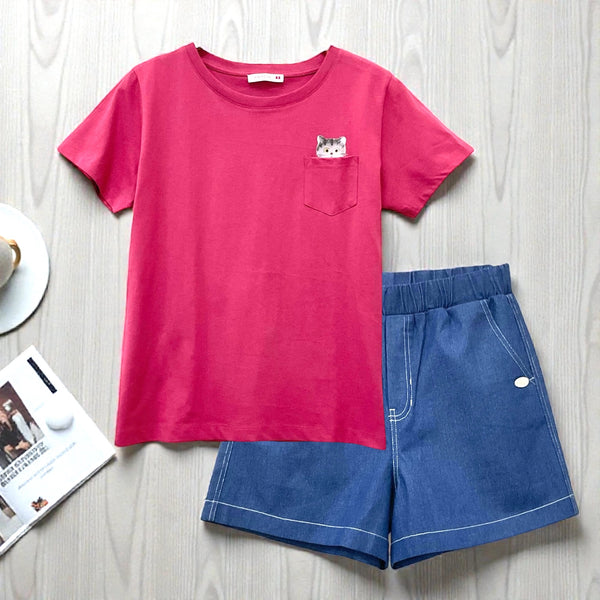 Patch Women Clothes Casual Short Sleeve T-Shirt