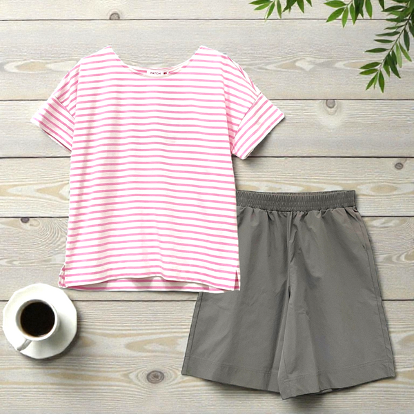 Patch Women Clothes Casual Short Sleeve T-Shirt Striped