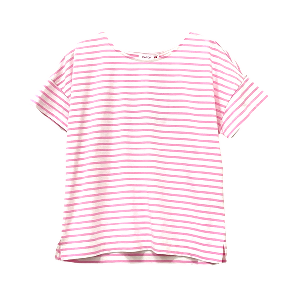 Patch Women Clothes Casual Short Sleeve T-Shirt Striped