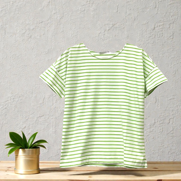 Patch Women Clothes Casual Short Sleeve T-Shirt Striped