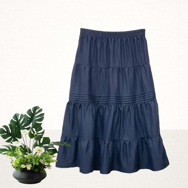 Patch Women Elastic High Waist Skirt
