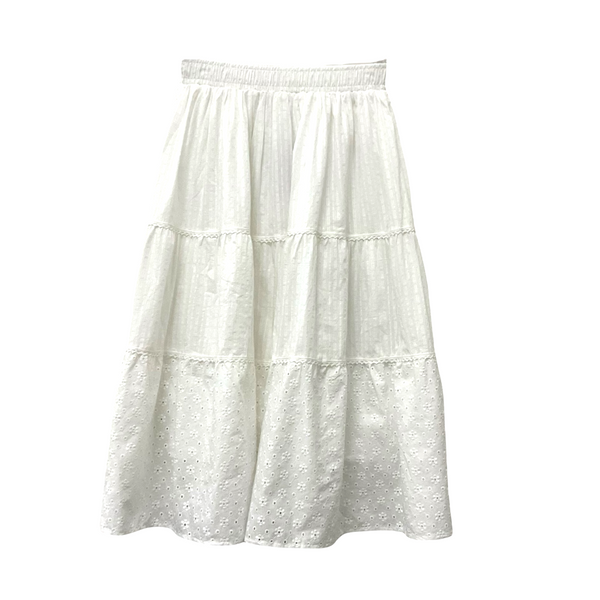 Patch Women Elastic High Waist Long Skirt