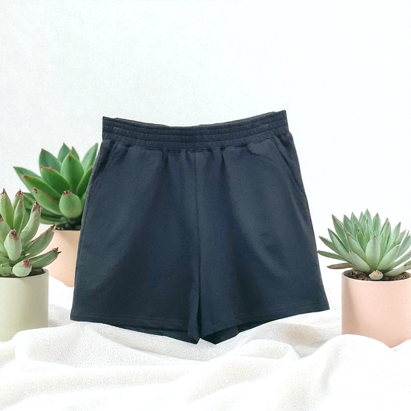 Patch Women's Short Casual Pants Elastic Waist With Pockets