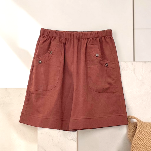 Patch Women's Short Elastic Waist With Pockets