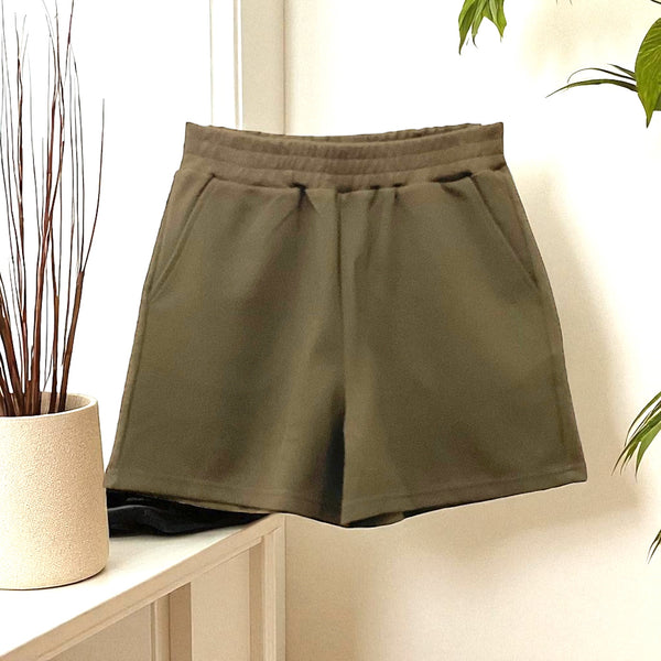 Patch Women Casual Cotton Easy Shorts Waffle Fabric