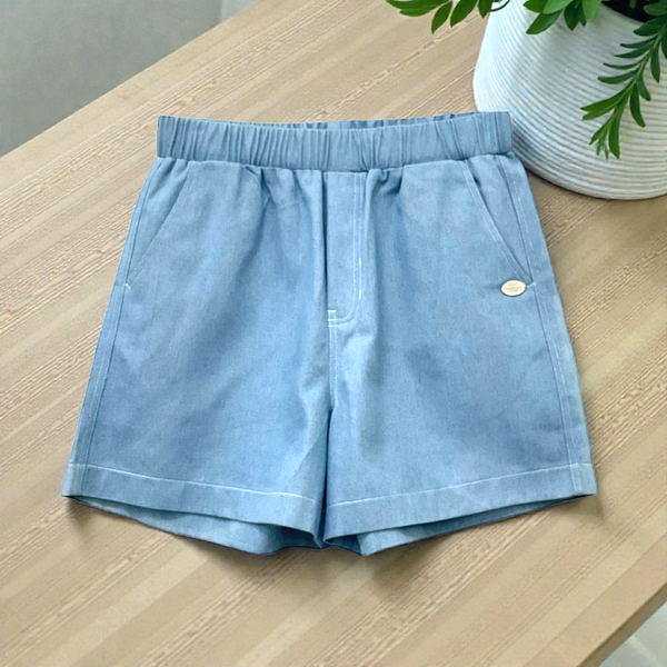 Patch Women's Denim Short Elastic Waist With Pockets